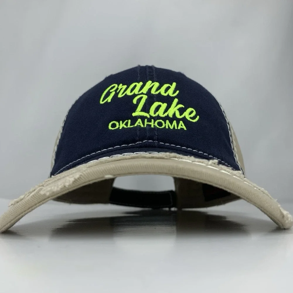 Grand Lake Oklahoma Hat Distressed Adjustable OSFM Otto Souvenir Baseball Cap